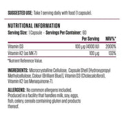 Vitamina D3K2 APPLIED NUTRITION 30 servicios